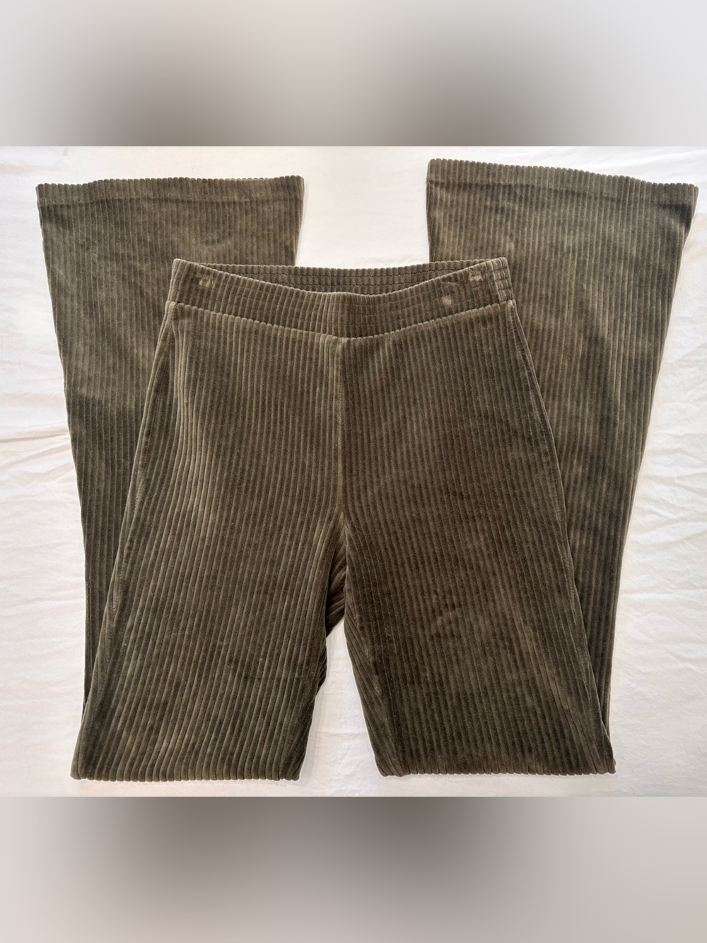 Aerie Olive Corduroy Straight-Leg Pants